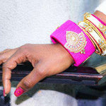 'Sajil' Bangle Stack - (Fuchsia/Ivory)