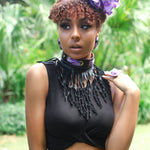 'Kosarachi' Leather Fringe Choker Set