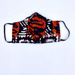 'ZIKORA' AFRICAN PRINT MASK+HEAD-WRAP SET (RED/BLK)