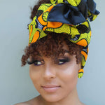 'Iman' Head Adornment (Satin Lined)- Yellow/Orange