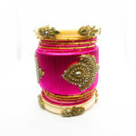 'Sajil' Bangle Stack - (Fuchsia/Ivory)