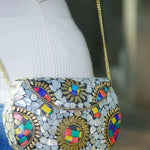 'Ani' Metal Mosaic Bag (Pearl/Multi)